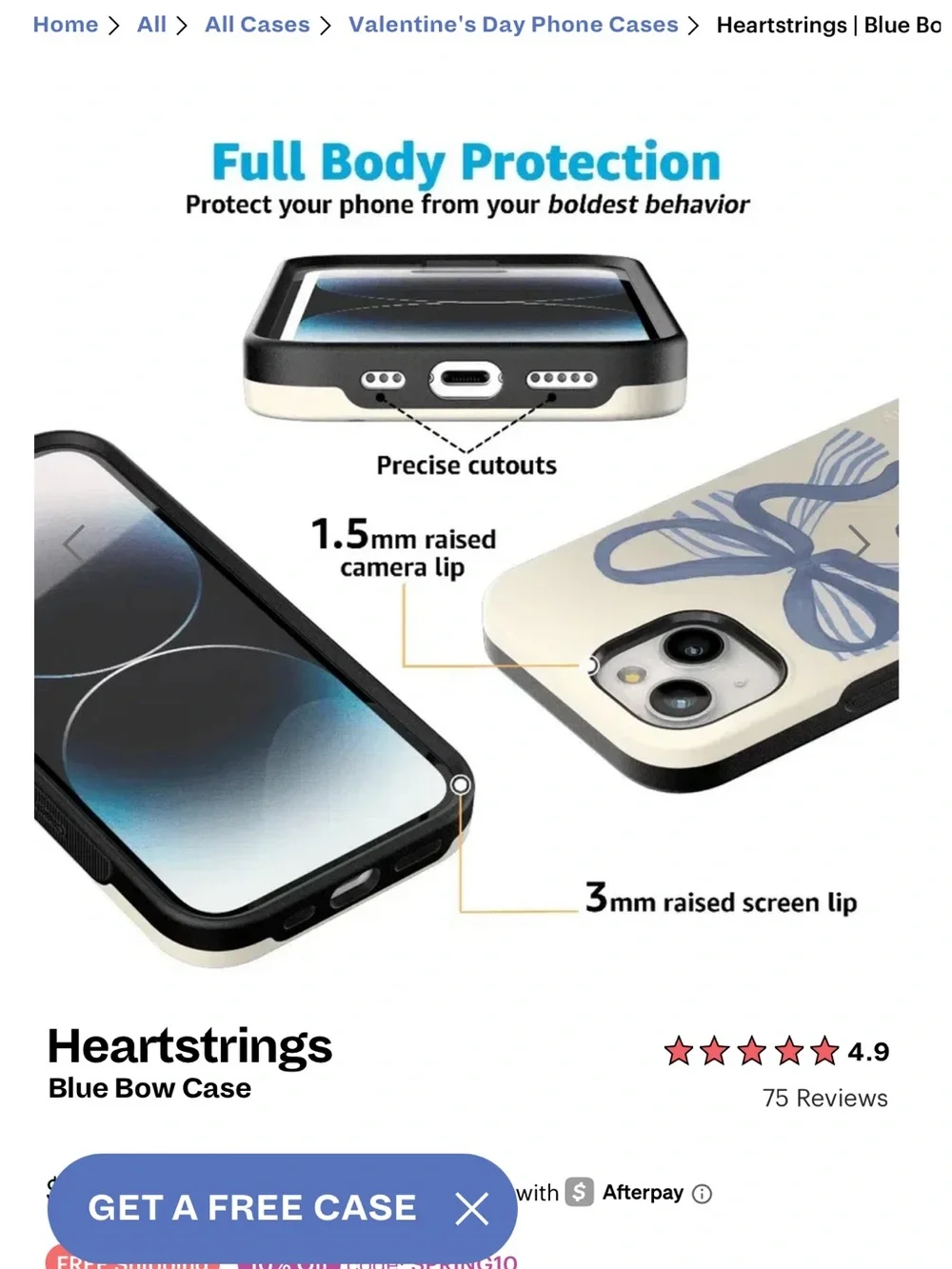 Casely Heartstrings Blue Bow Case-iPhone 15 Plus